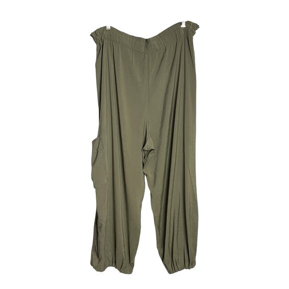 By Anthropologie Parachute Pants Womens XL Green Cinch Waist Ankle Drop Crotch - Picture 2 of 11